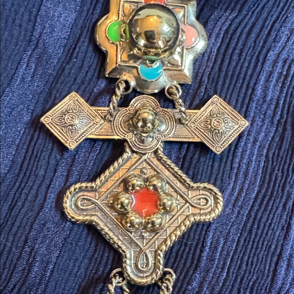 Vintage Dangling Multi-Section Brooch – Enamel Accents. 1970s to 1980s. - Picture 3 of 8